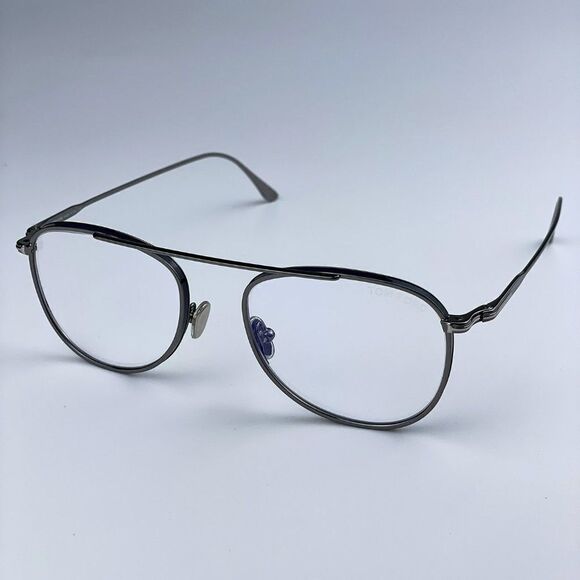 NEW Tom Ford FT5691-B 012 Dark Ruthenium Blue Block Unisex Pilot Eyeglasses - Picture 1 of 12